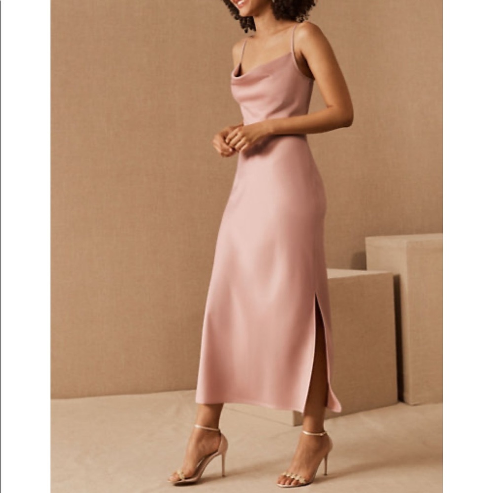 BHLDN Cali satin dress in dusty rose